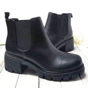 New Black Chelsea Lug Platform Ankle Boots Booties
